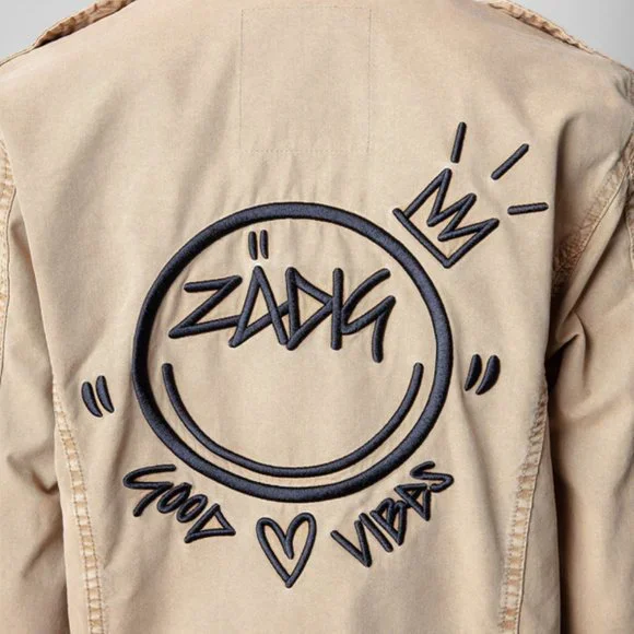 NWT $398 Zadig & Voltaire Kid Cotton Good Vibes Jacket